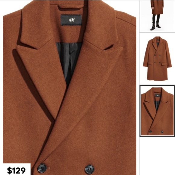 H&M Double-breasted Wool Coat. Size 40R - Picture 2 of 3